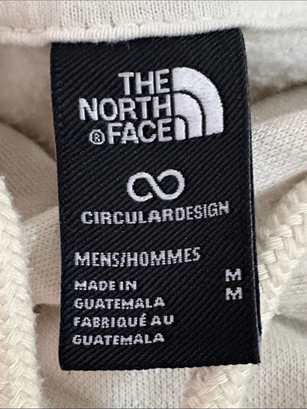 The North Face Cream hoodie green camouflage back logo